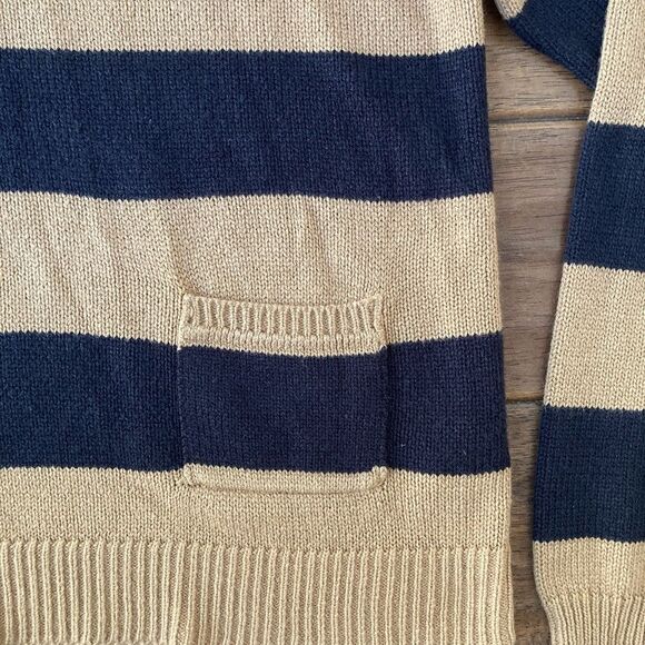 H&M Black Brown Stripe Sweater Women’s Small Cropped Classic Preppy Fall - Picture 3 of 7